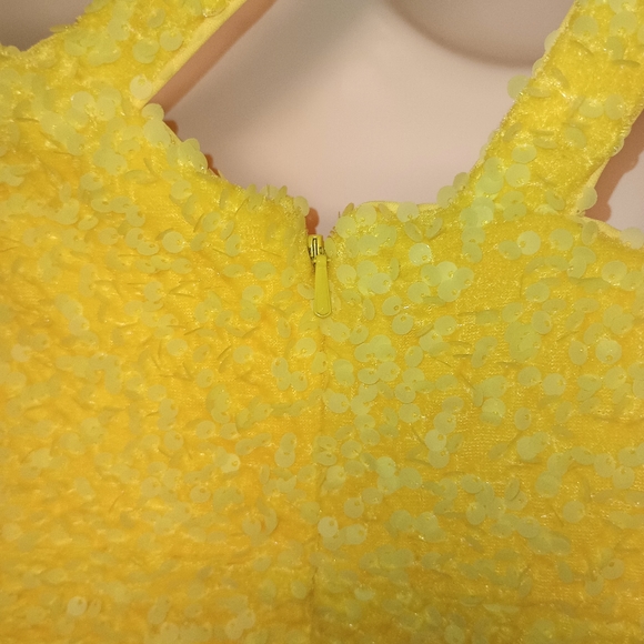 Sunflower Yellow Sequin One Shoulder Mermaid Gown - Picture 6 of 11